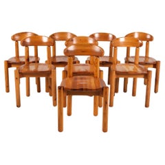 (8) Set of Daumiller Style Pine Dining Side Chairs, Circa 1970
s