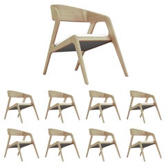 8 fauteuils Seville, fauteuil moderne et minimaliste en chêne avec assise tapissée