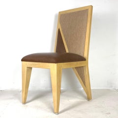 10 Solid Blonde Wood Custom Postmodern Memphis Style Dining or Occasional Chairs