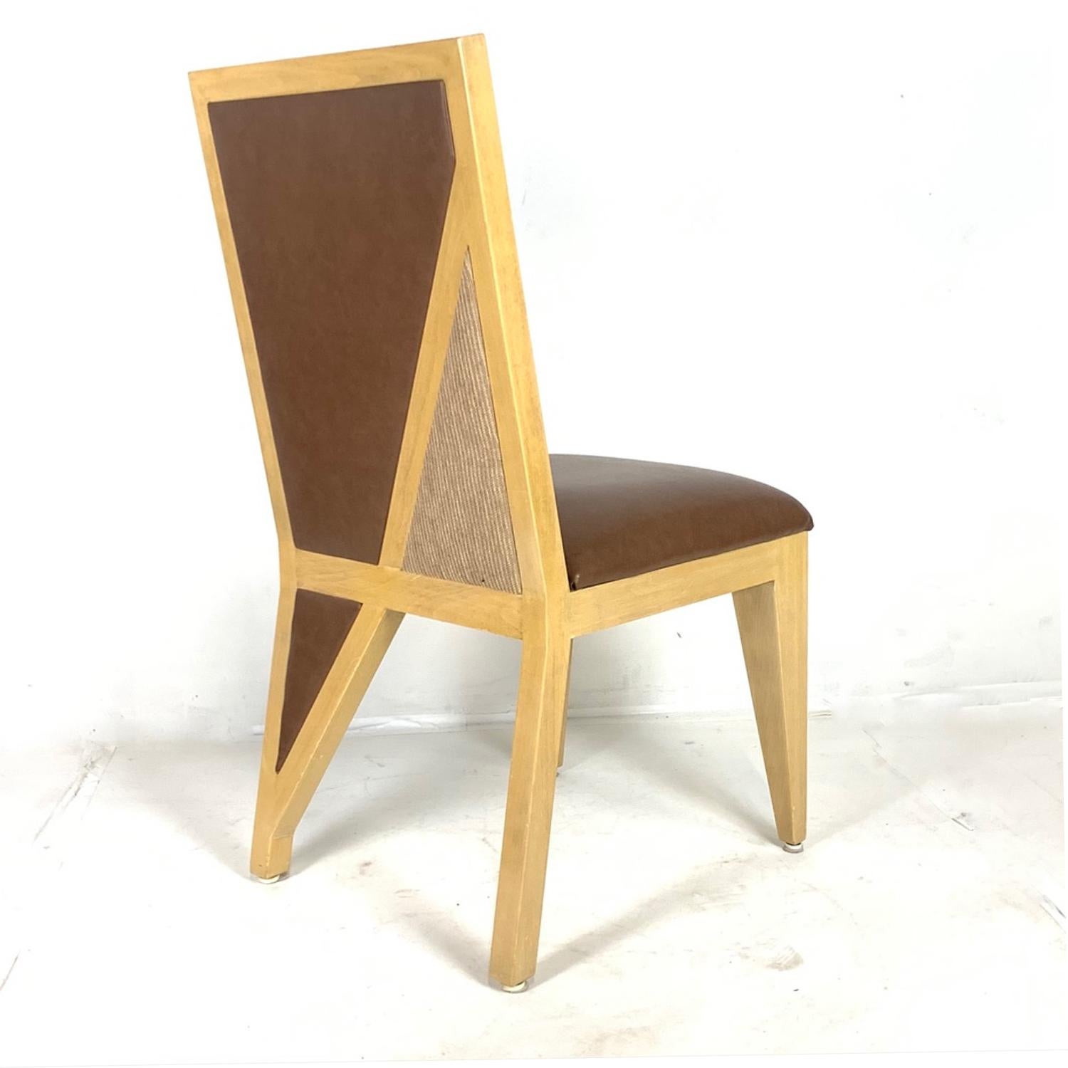 American 10 Solid Blonde Wood Custom Postmodern Memphis Style Dining or Occasional Chairs