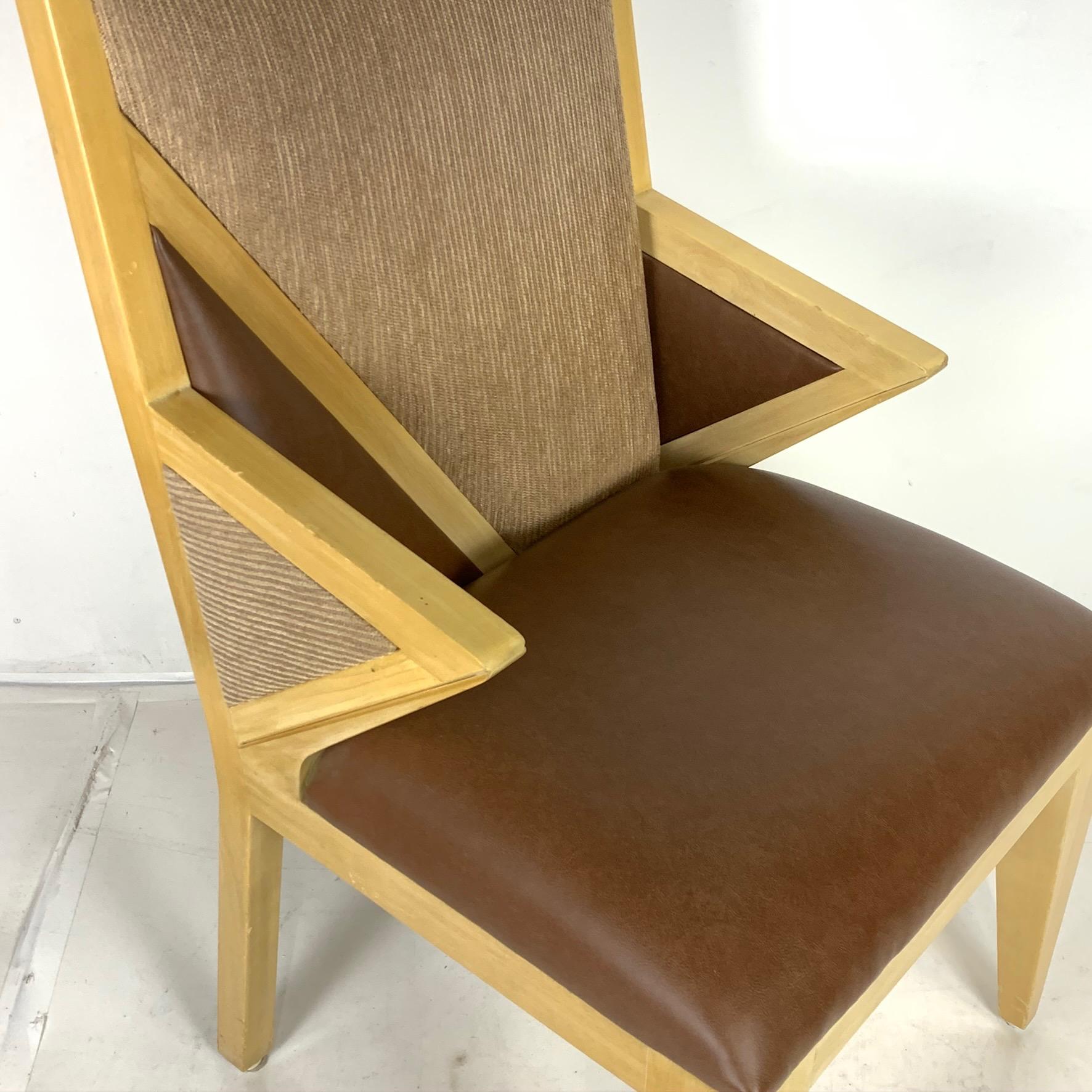 20th Century 10 Solid Blonde Wood Custom Postmodern Memphis Style Dining or Occasional Chairs