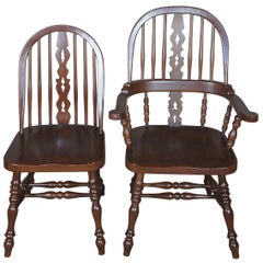 8 Solid Mahogany English Windsor Style Spindle Back Dining Chairs