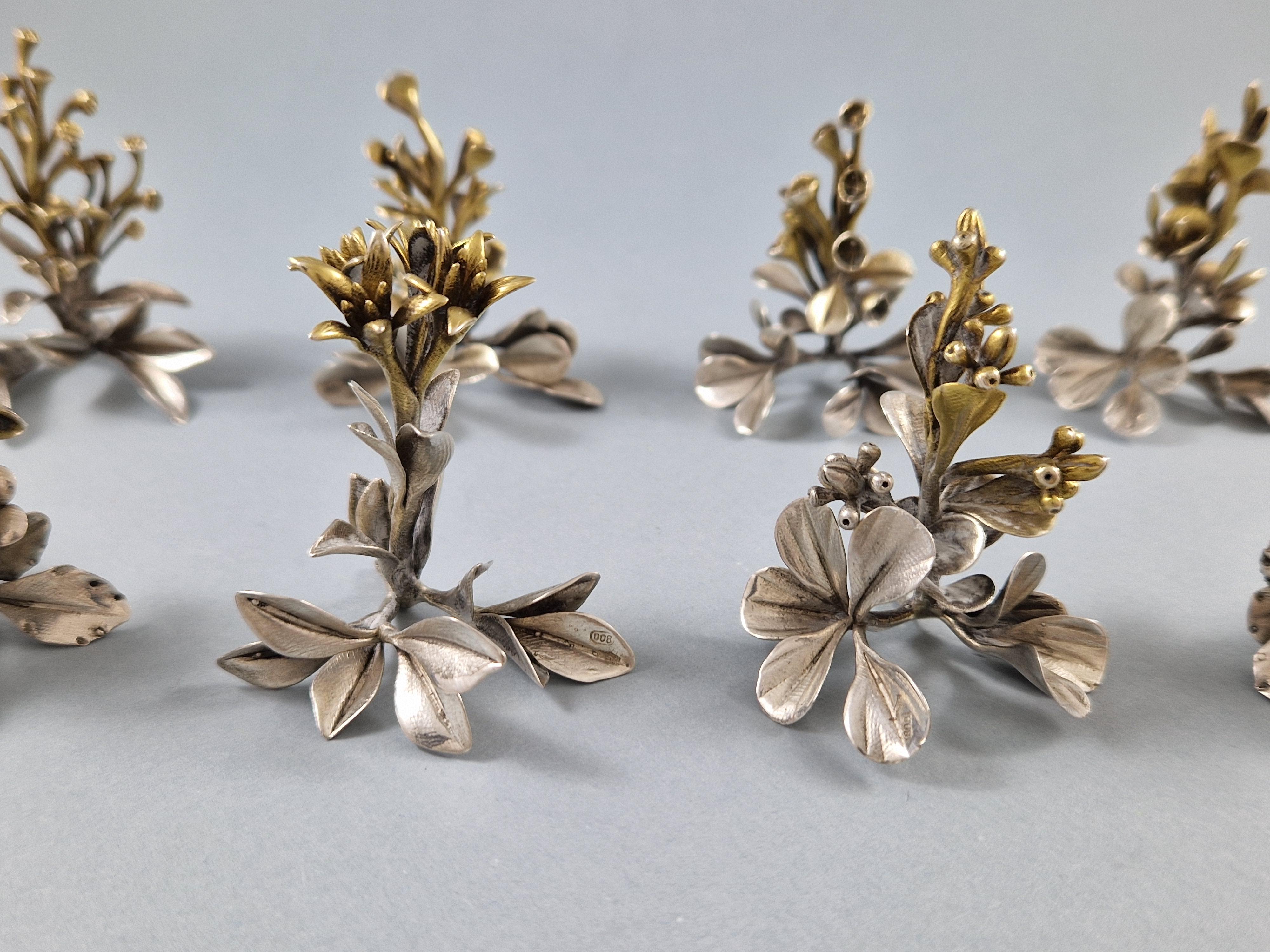 8 Solid Silver Flowers Place Card Holders 2