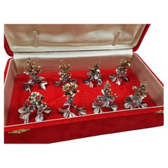 Retro 8 Solid Silver Flowers Place Card Holders
