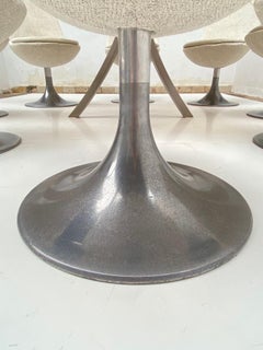 8 Space Age Swivel Dining Chairs, Cast Aluminum Tulips Base and New Upholstery