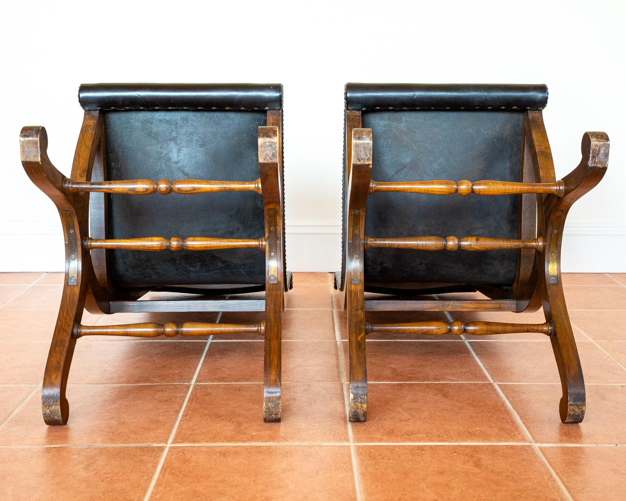 8 Sedie da pranzo in pelle di Oak spagnolo Pierre Lottier Valmazan Mid Century in vendita 12