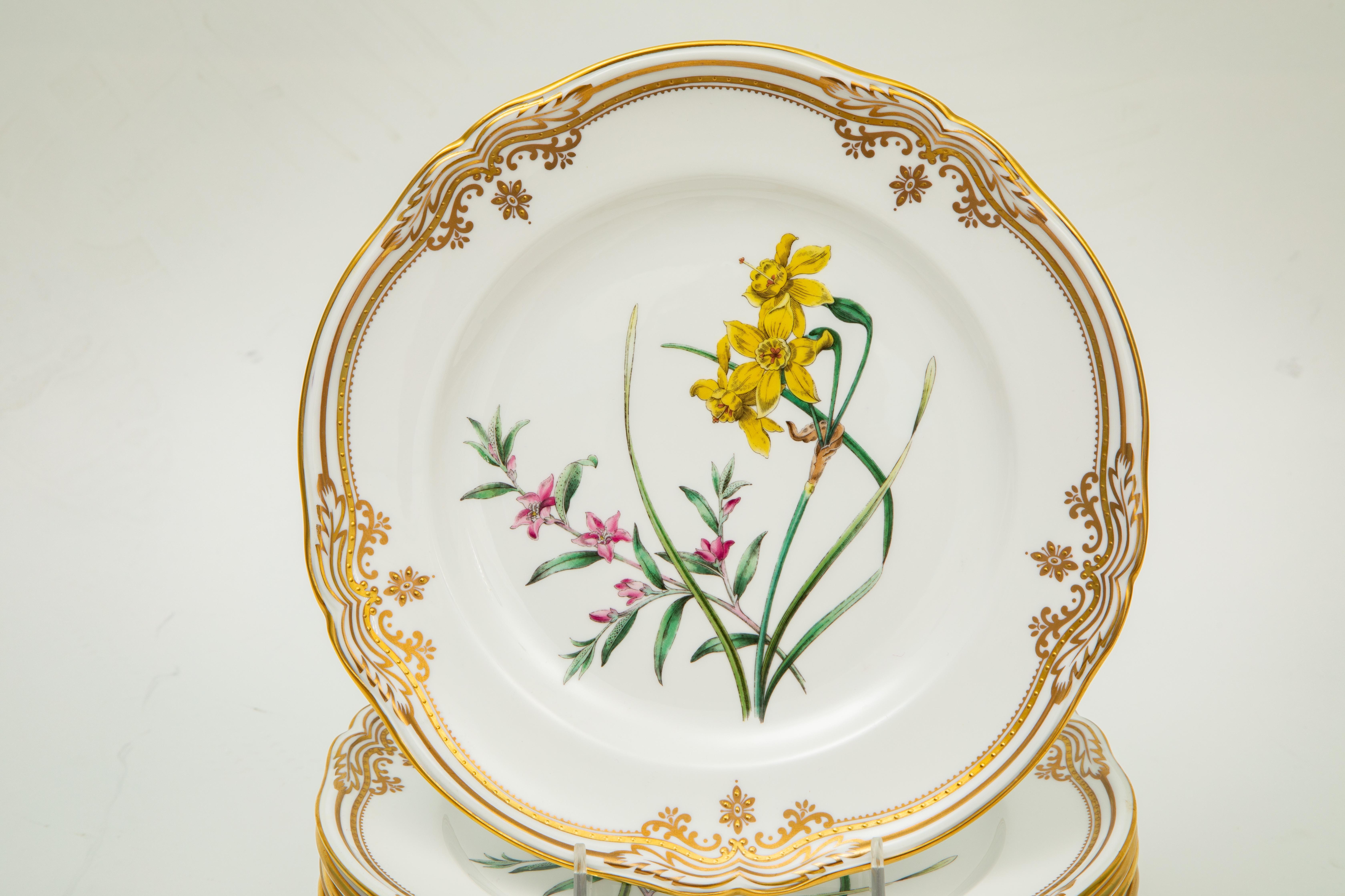 8 Spode Stafford Flowers Lunch or First Course Plates. Gorgeous Flowers In Good Condition In West Palm Beach, FL