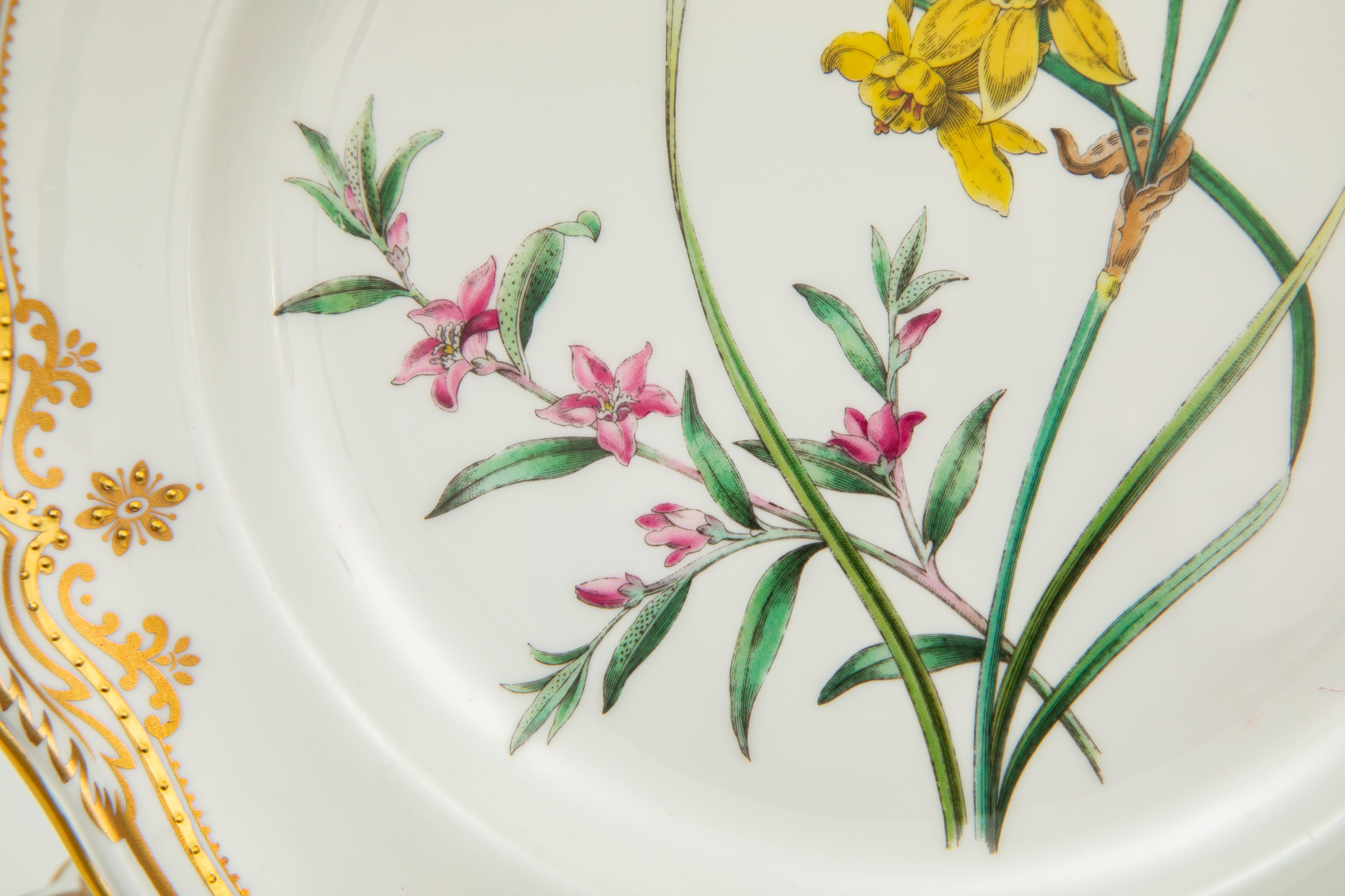 Late 20th Century 8 Spode Stafford Flowers Lunch or First Course Plates. Gorgeous Flowers