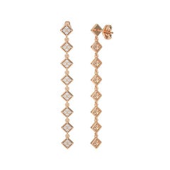 0.5 Ctw diamond 8 square pcs 14K Rose gold long earrings moonlight collection