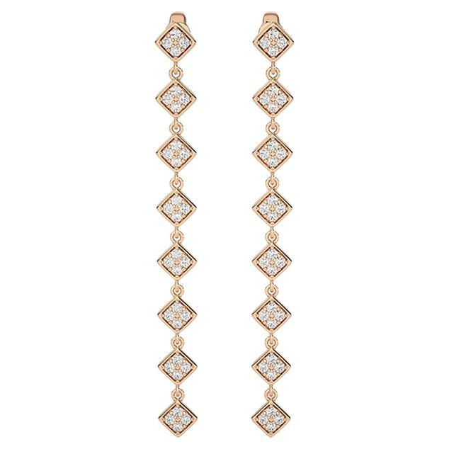 Orecchini lunghi in oro rosa 14K con diamante da 0,5 Ctw e 8 pezzi quadrati Collection'S