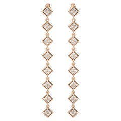 0,5 Ctw Diamant 8 quadratische Teile 14K Roségold lange Ohrringe moonlight Kollektion