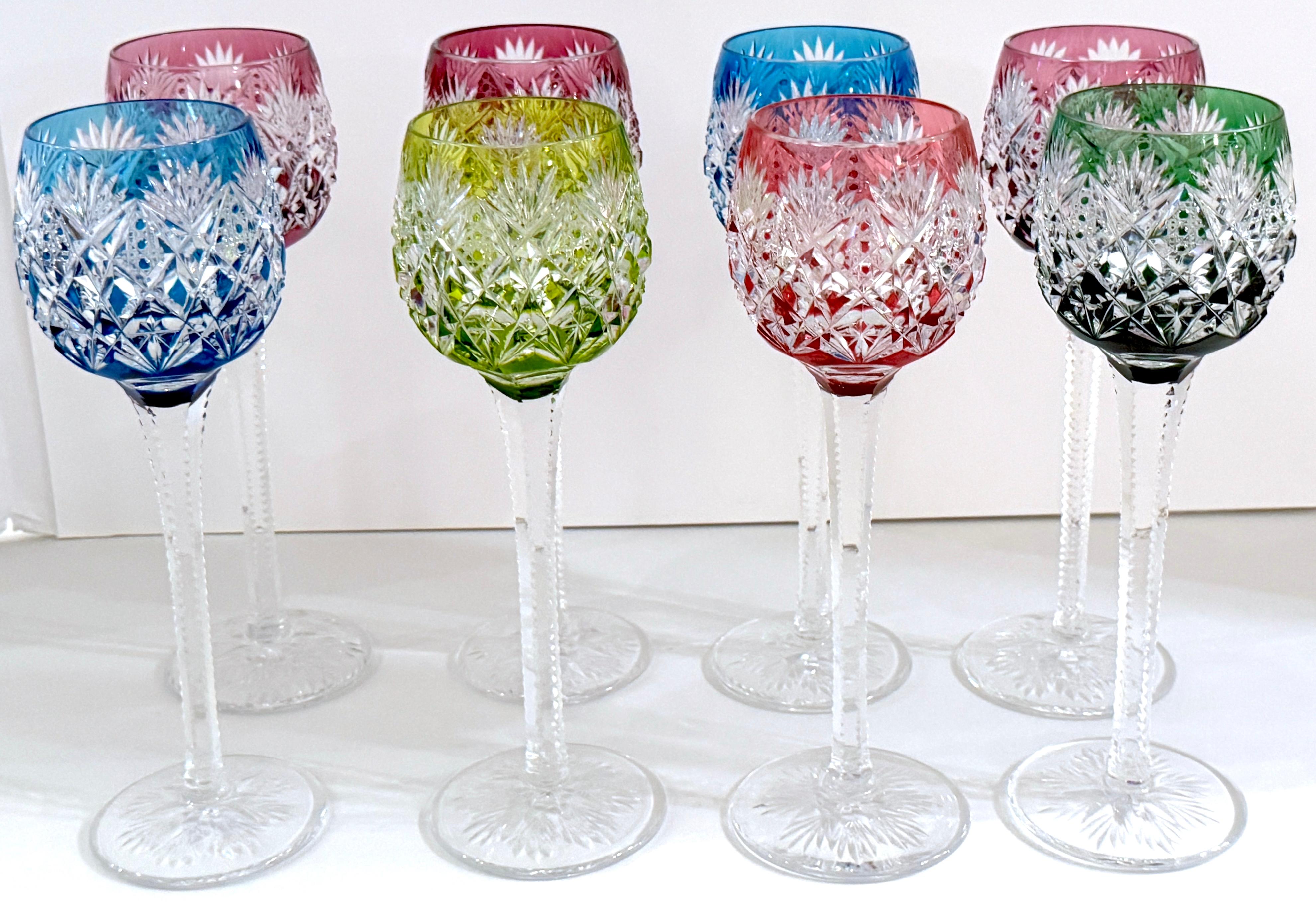 Belga 8 calici di cristallo St. Louis Crystal Cut Florence Pattern Cut to Clear Gemstone in vendita