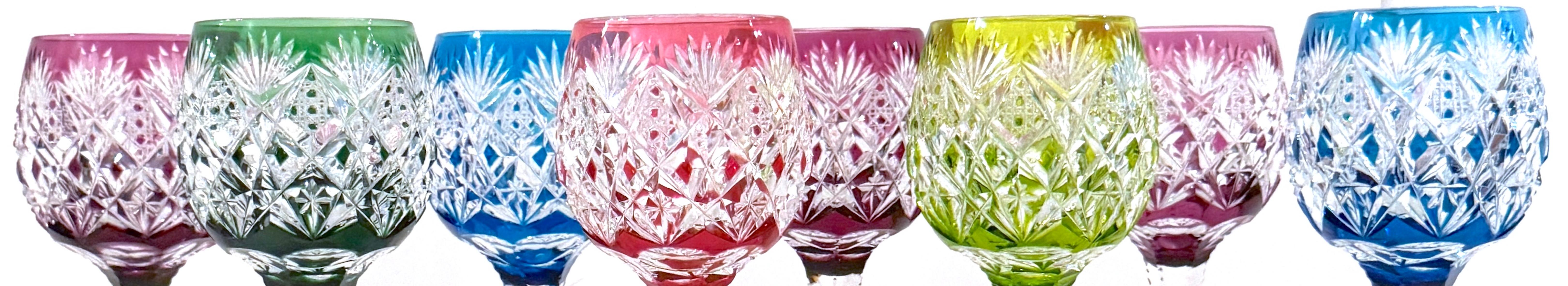 8 calici di cristallo St. Louis Crystal Cut Florence Pattern Cut to Clear Gemstone In condizioni buone in vendita a West Palm Beach, FL