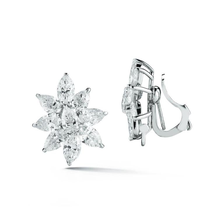 Modern 8 Star Diamond Cluster Earrings For Sale