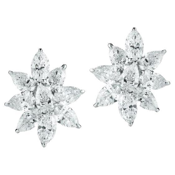 8 Star Diamond Cluster Earrings For Sale
