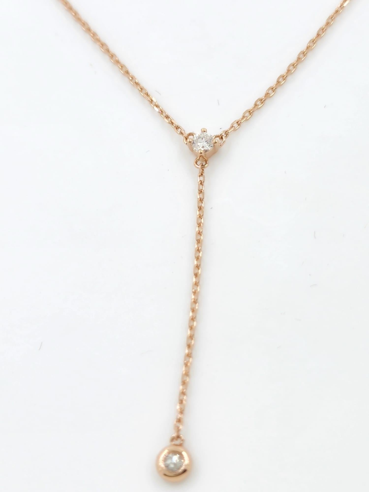 Brilliant Cut 8-Station Diamond by the Yard Necklace in 14 Karat Rose Gold