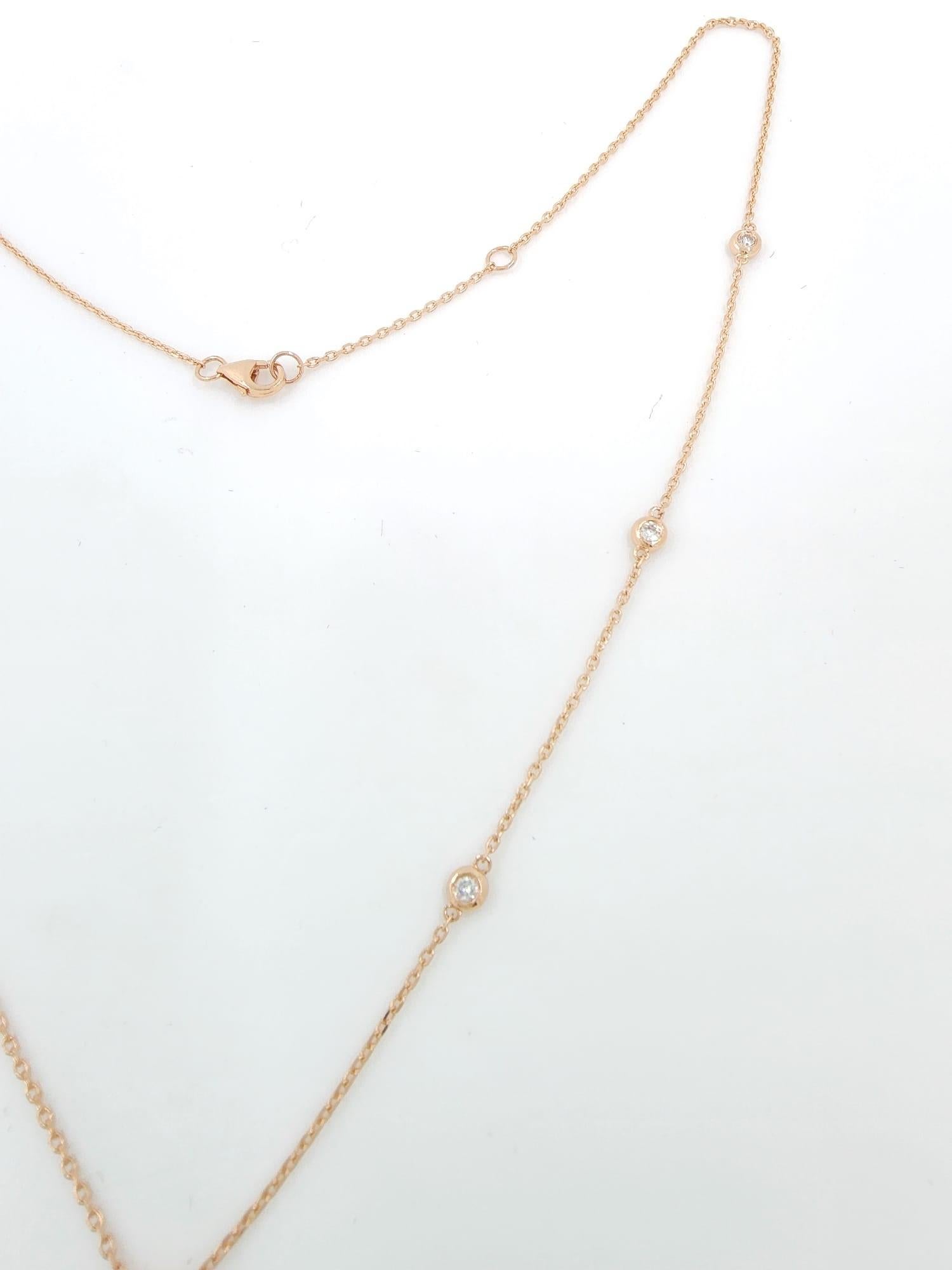 8-Station Diamond by the Yard Necklace in 14 Karat Rose Gold In New Condition In Hong Kong, HK