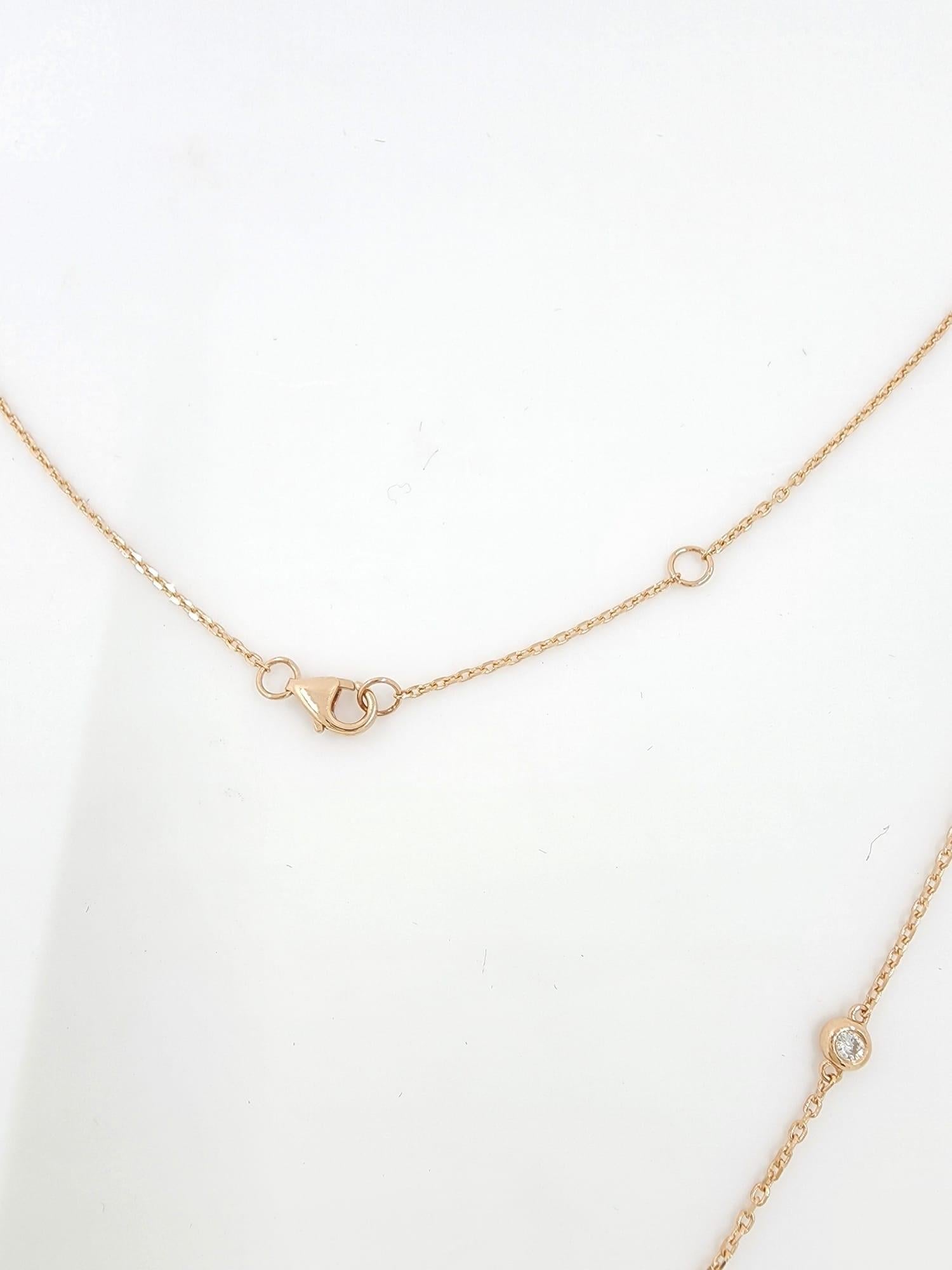Women's 8-Station Diamond by the Yard Necklace in 14 Karat Rose Gold