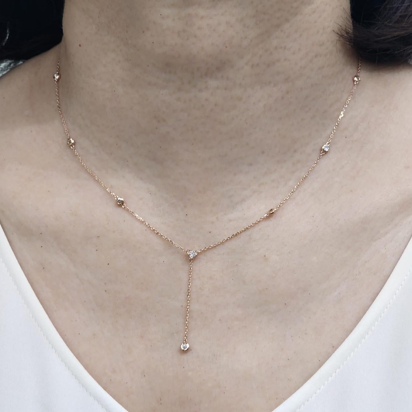 8-Station Diamond by the Yard Necklace in 14 Karat Rose Gold 1