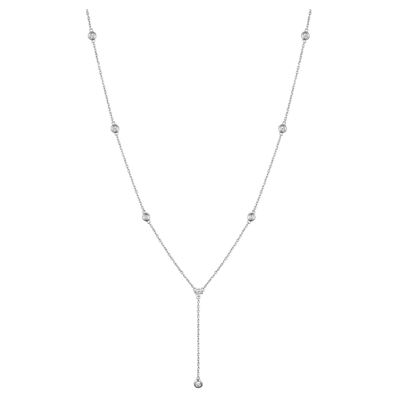 8-Station Diamond by the Yard Necklace in 14 Karat White Gold