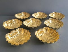 8 Sterling Silver gilt scallop-shell dishes bowls shells