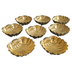 8 Sterling Silver gilt scallop-shell dishes bowls shells