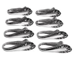 8 Sterling Silver Napkin Clips Normandy Rose Northumbria Sterling
