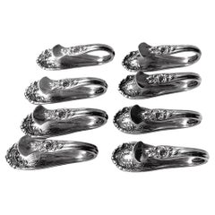 8 Sterling Silver Napkin Clips Normandy Rose Northumbria Sterling