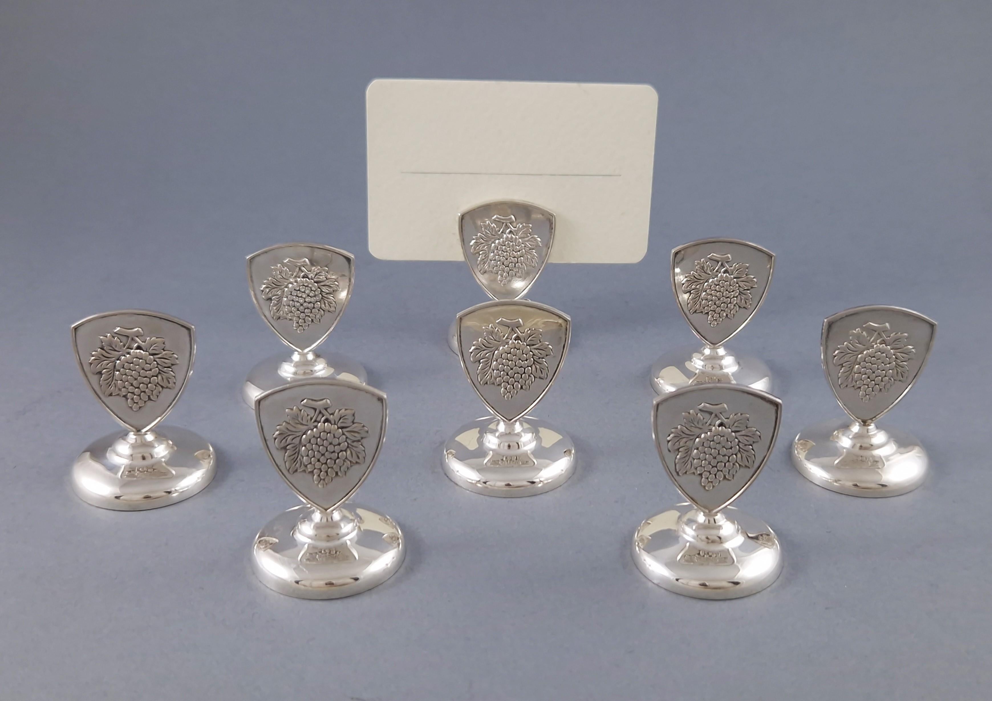 8 porte-cartes de table argent sterling