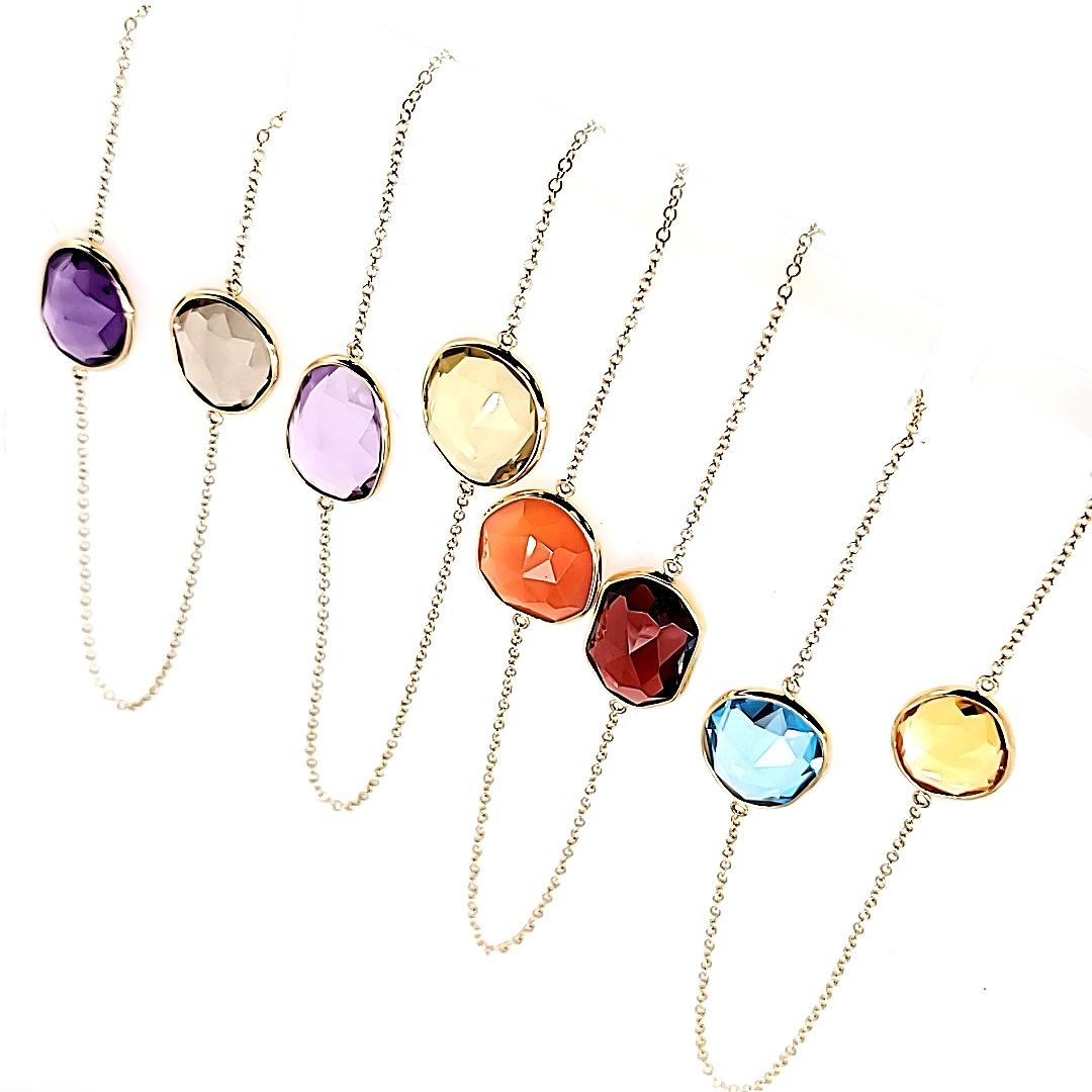 8 Stone Multicolor Necklace in 18 K Gold For Sale 5