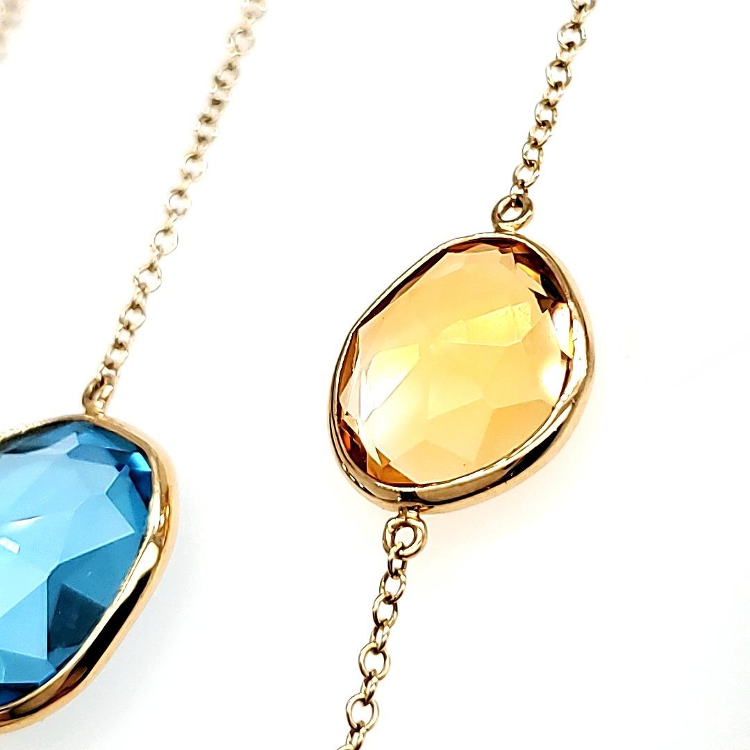 Mehrfarbige Halskette mit 8 Steinen aus 18 Karat Gold im Angebot 2