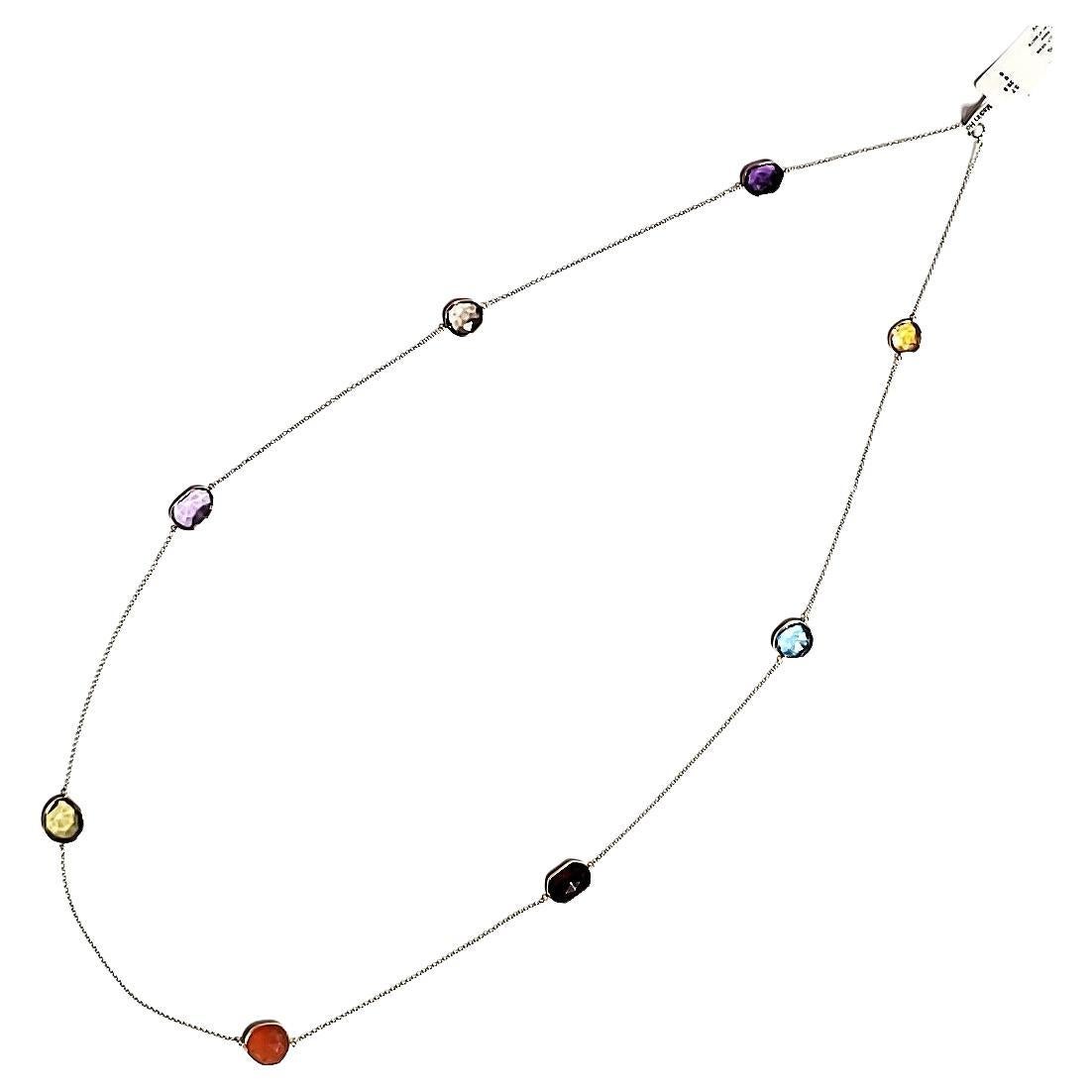 EJ 1478

8 stone multicolor necklace in 18 K gold. (Stock code EJ  1478) 

Be surrounded by Gems of the world ! A fascinating array of colored, faceted rose cut treasures on an 18 K gold chain! 

Each stone has its own powers and the combination of