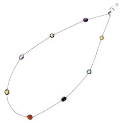 8 Stone Multicolor Necklace in 18 K Gold