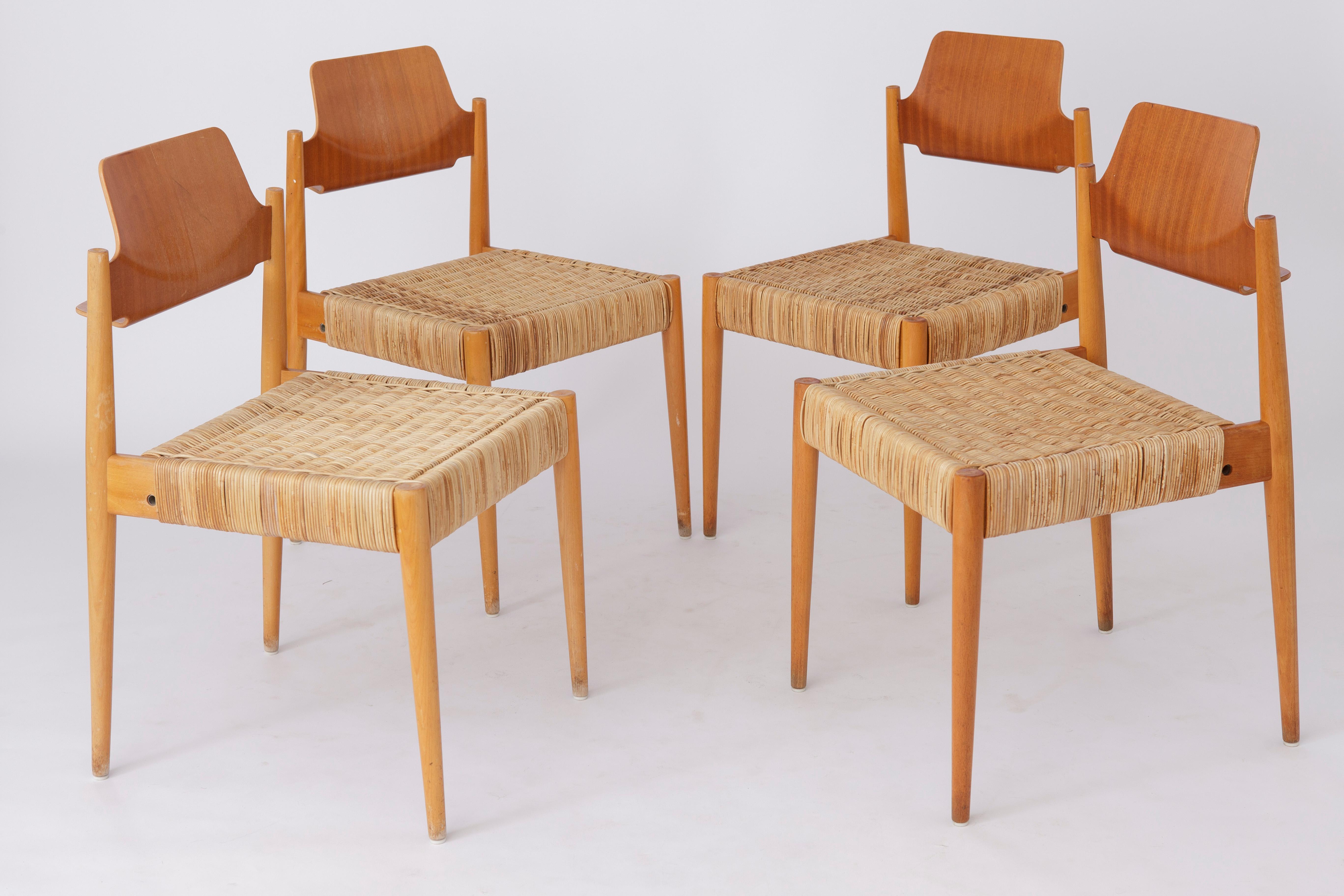 Mid-Century Modern 8 Stühle Egon Eiermann Chairs #SE19 Bauhaus Germany 1950s Vintage For Sale