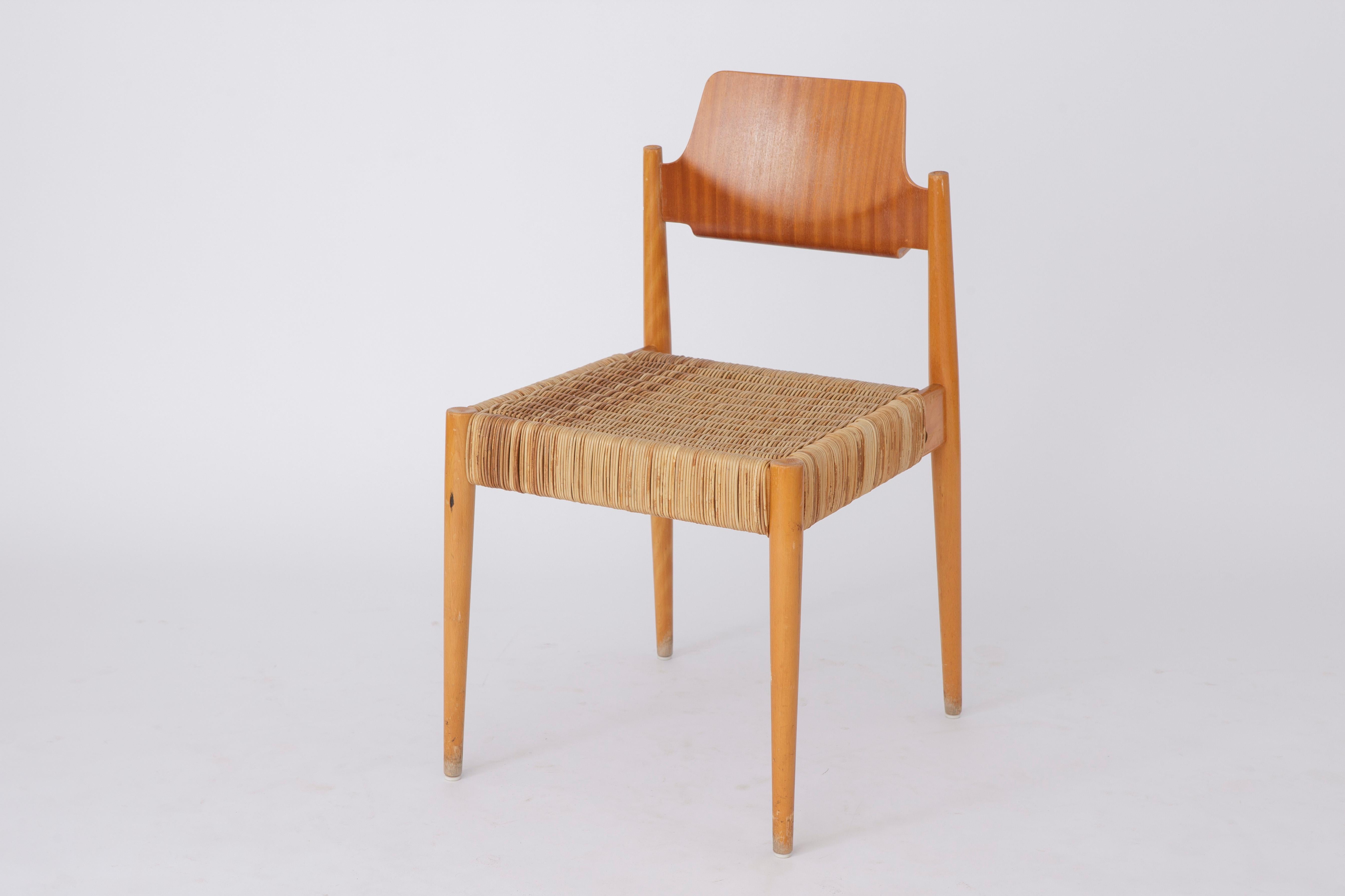 Teak 8 Stühle Egon Eiermann Chairs #SE19 Bauhaus Germany 1950s Vintage For Sale