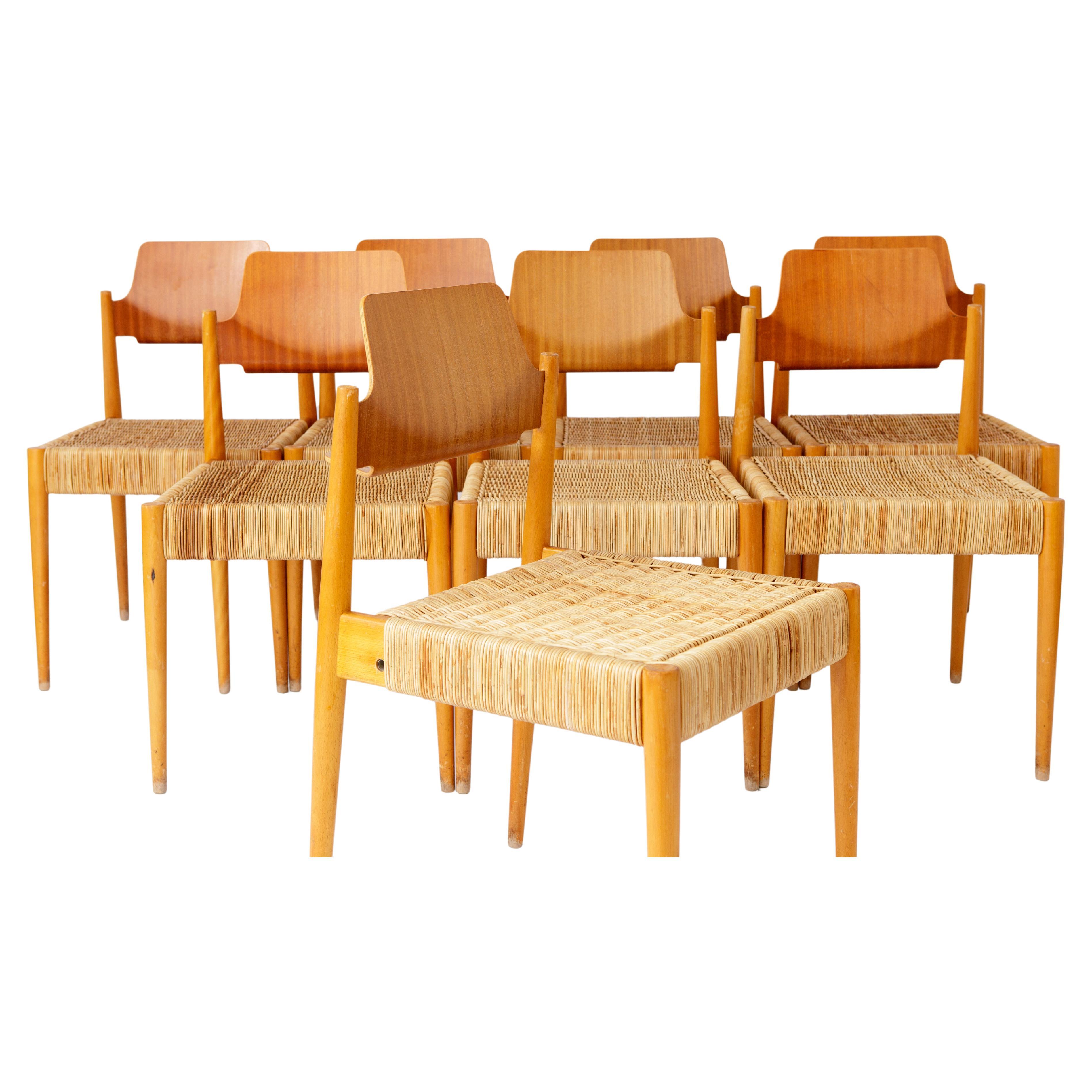 8 Chaises Egon Eiermann #SE19 Bauhaus Allemagne 1950s Vintage en vente