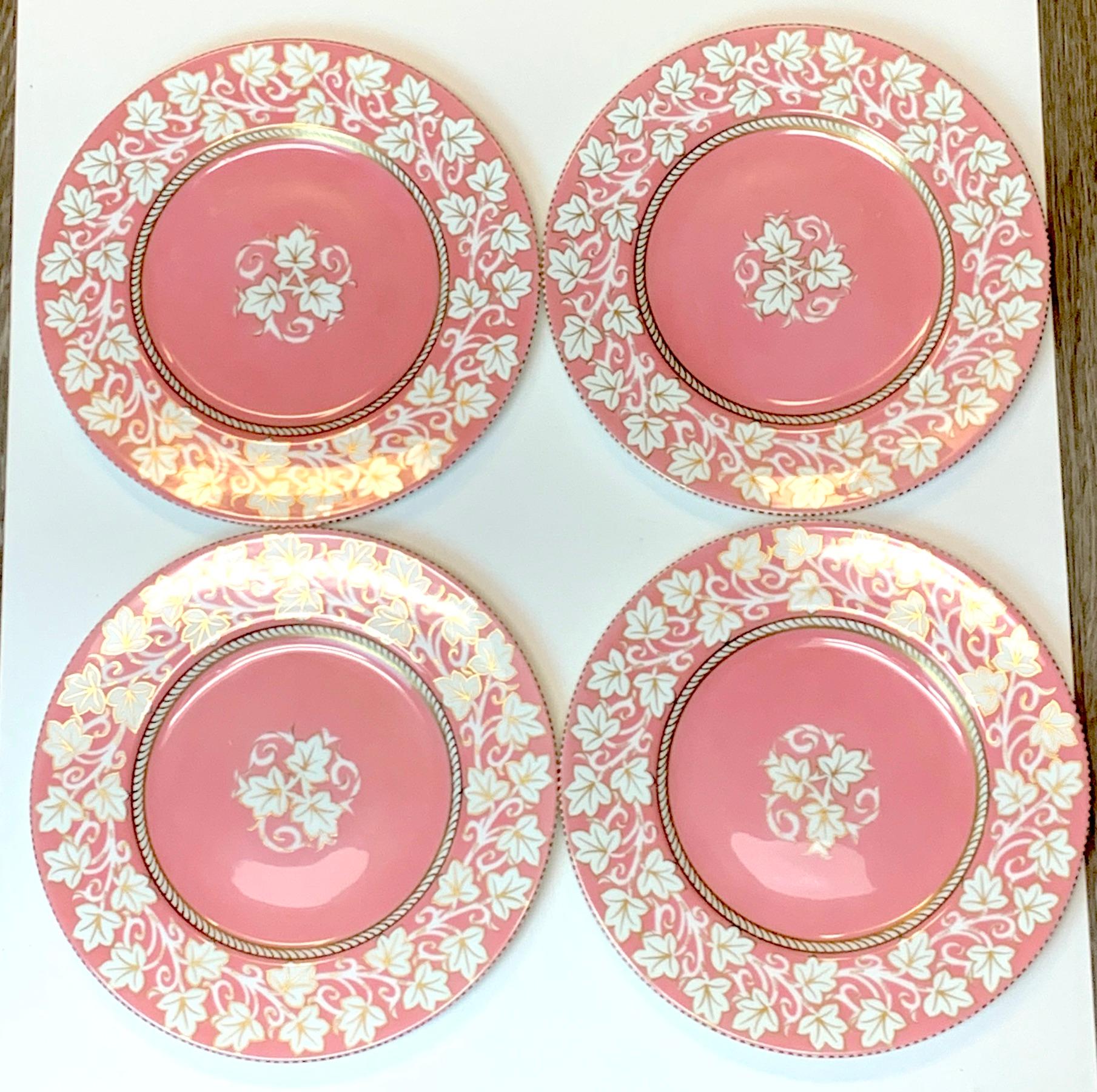 Porcelain 8 Stunning Hollywood Regency Wedgwood Pink Lustre Service Plates