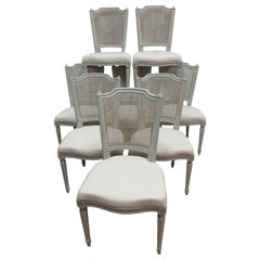 8 Swedish Gustavian Cane Back Chairs