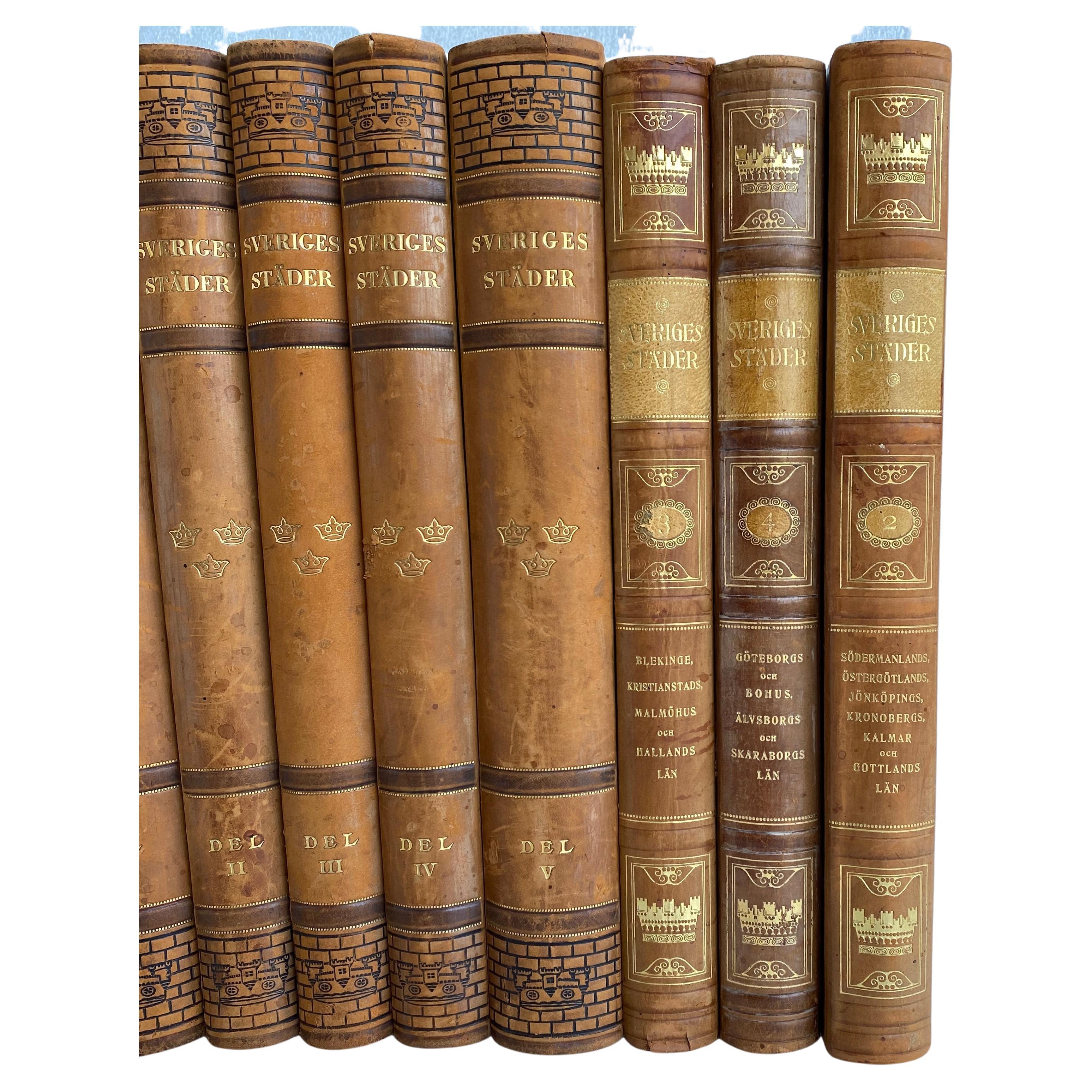 Dekorative skandinavische antike ledergebundene Bücher (20. Jahrhundert) im Angebot