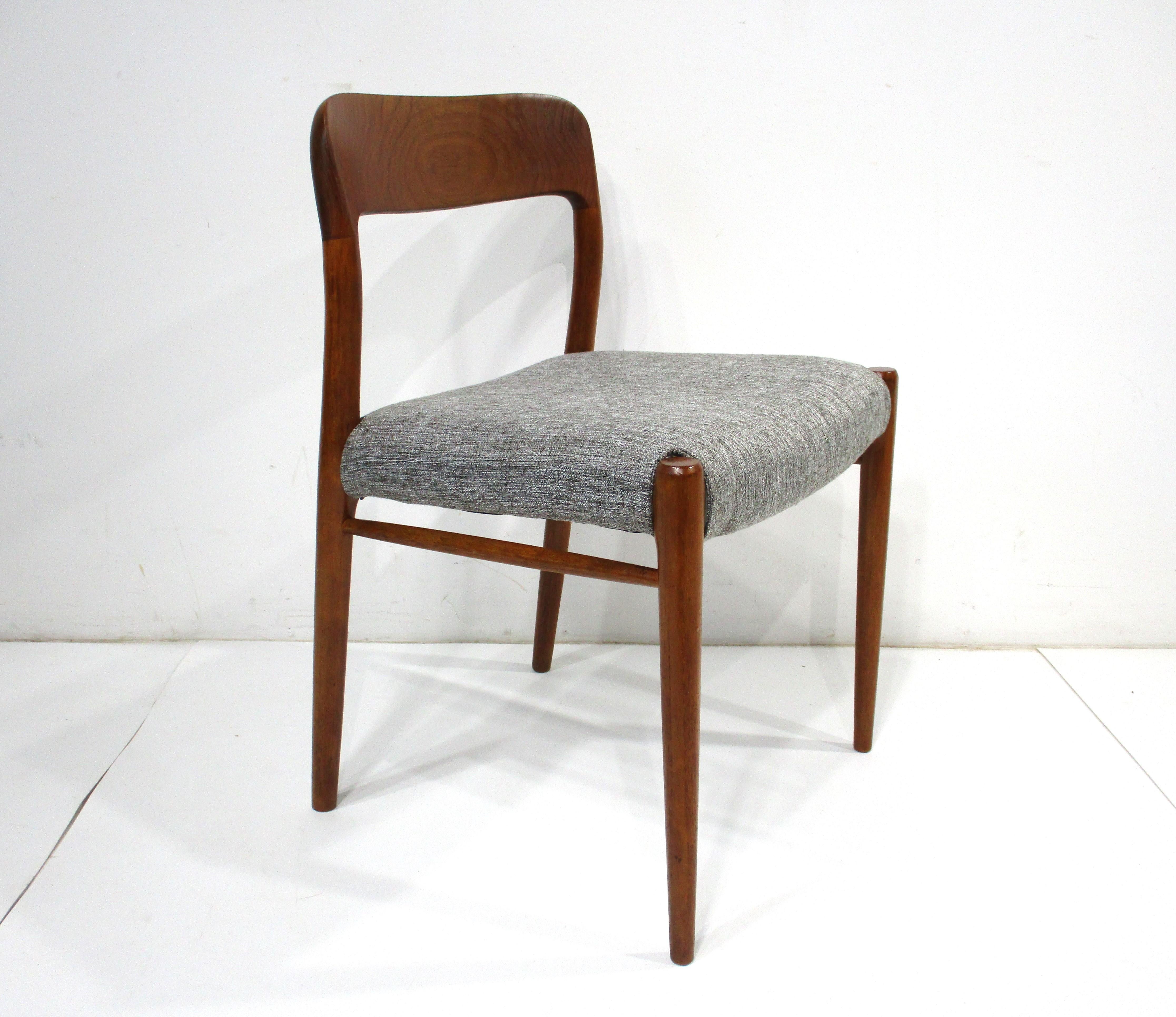8 Teak Upholstered Dining Chairs by Niels O. Moller for J.L. Moller Denmark    4