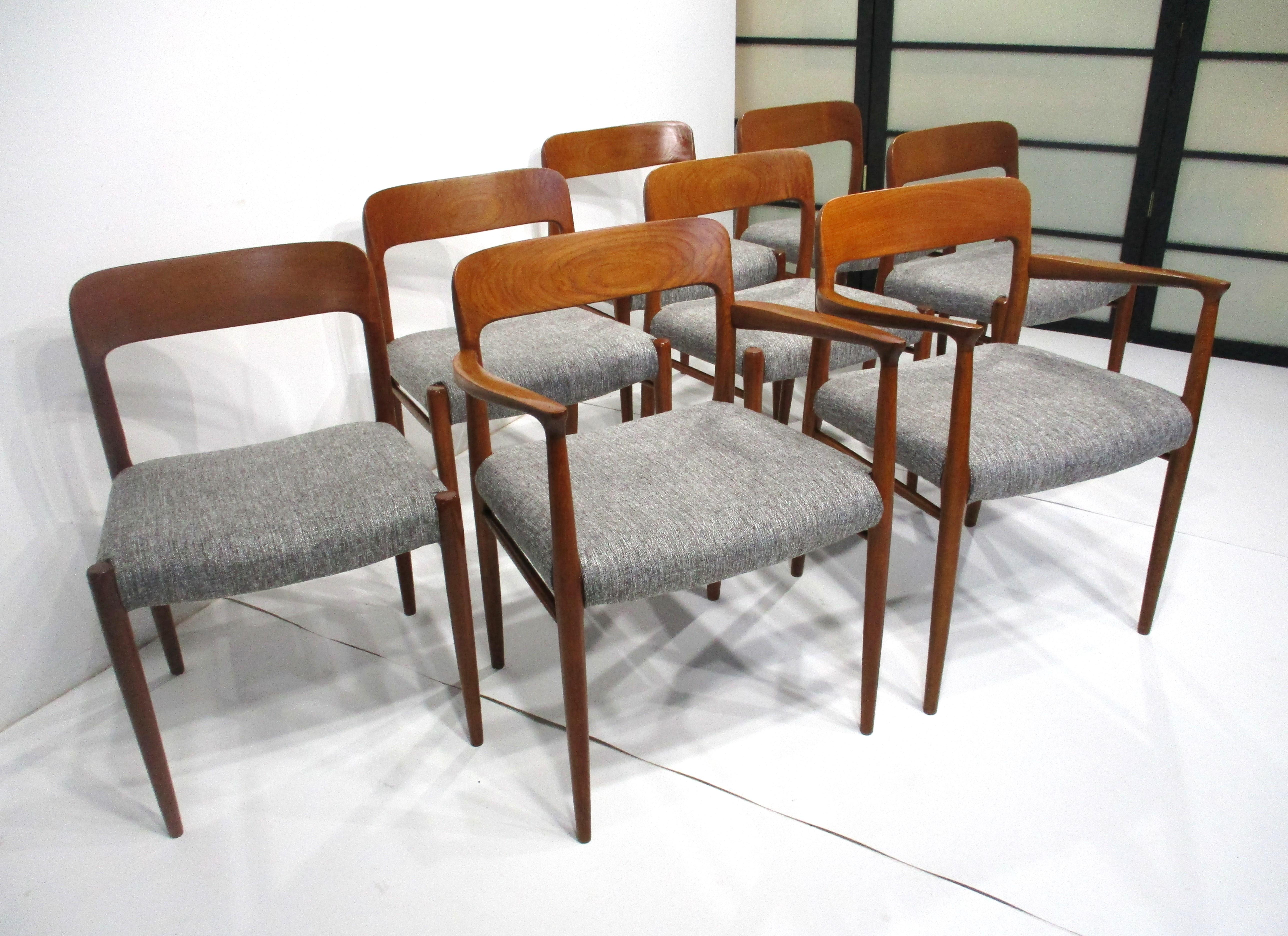 8 Teak Upholstered Dining Chairs by Niels O. Moller for J.L. Moller Denmark    10