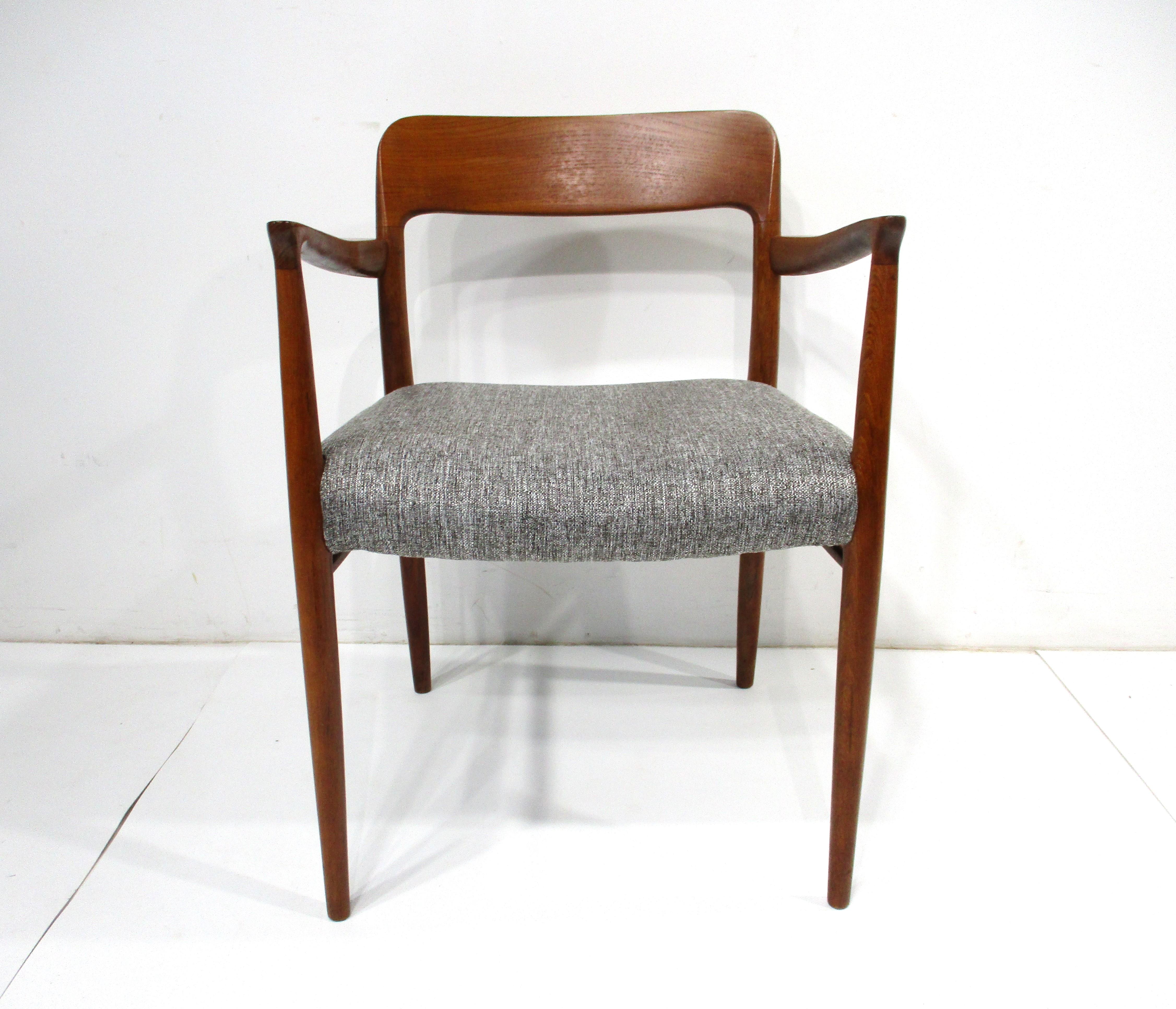 Mid-Century Modern 8 Teak Upholstered Dining Chairs by Niels O. Moller for J.L. Moller Denmark   