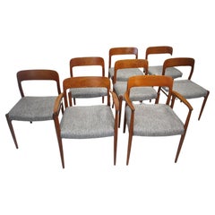 8 Teak Upholstered Dining Chairs by Niels O. Moller for J.L. Moller Denmark   