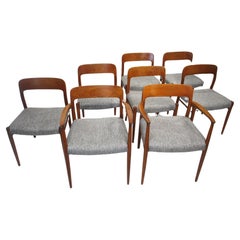 8 Teak Upholstered Dining Chairs by Niels O. Moller for J.L. Moller Denmark