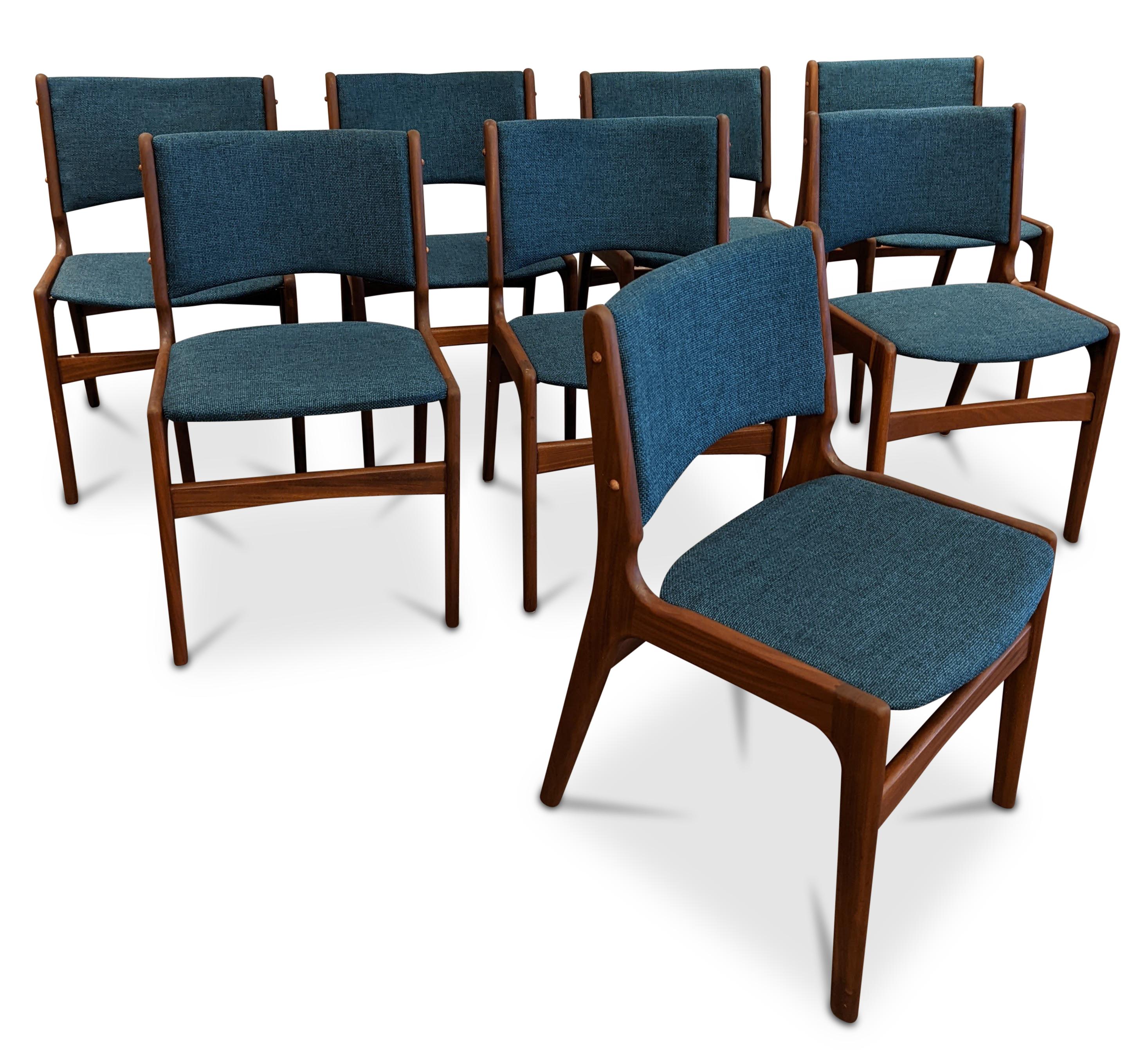 Upholstery appears blue on the photos' but are teal. 
Vintage Danish mid century modern, made in the 1950's - Recently refurbished

There is a science behind Danish Modern design. The world famous school of design in Copenhagen have made numbers