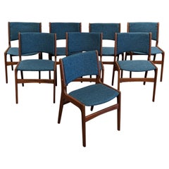 8 Teal Erik Buch Dining Chairs for Povl Dinesen '6765'