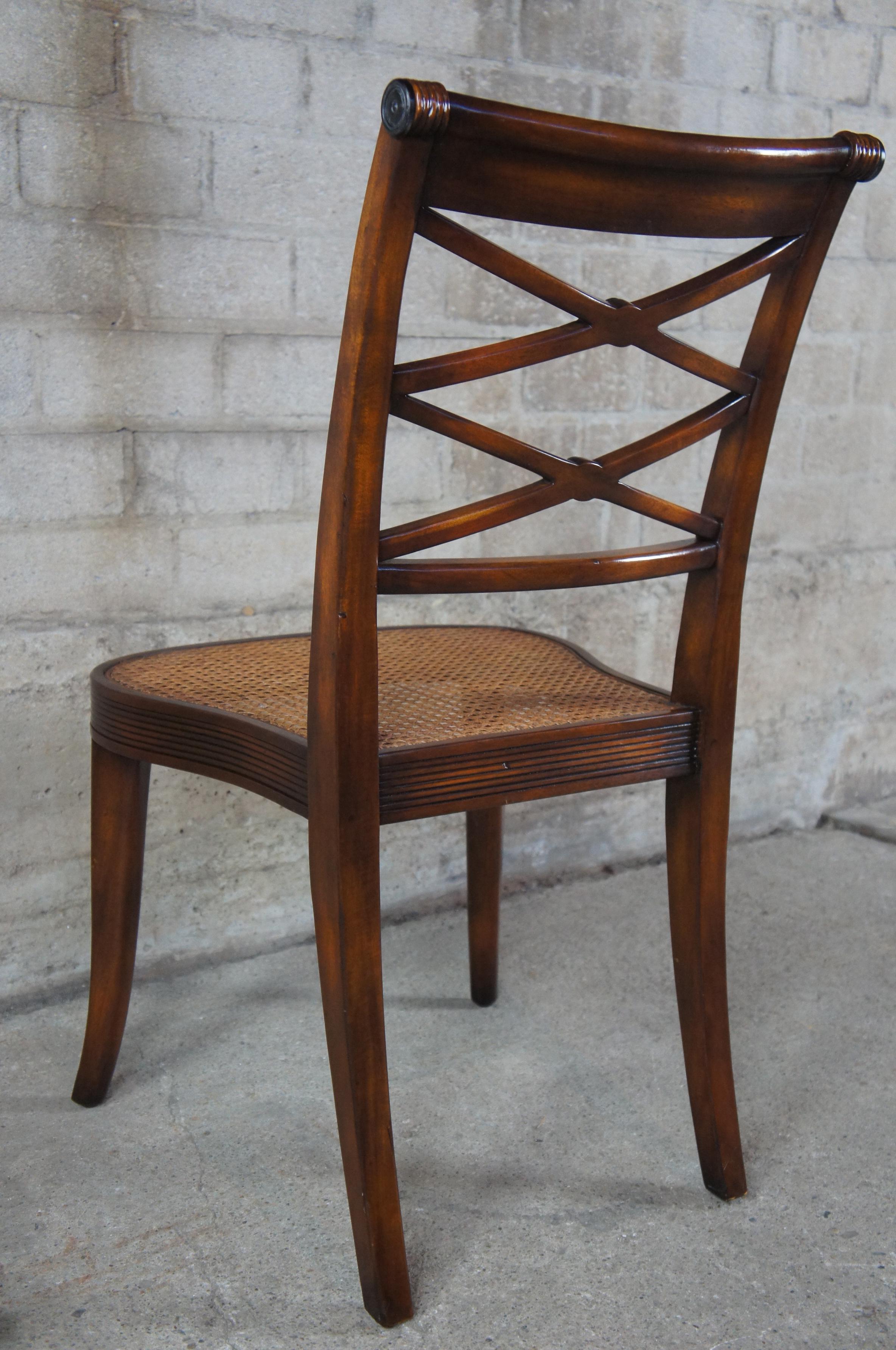 8 Theodore Alexander Flamed Mahogany X Back Caned Regency Dining Chairs 4100-902 3