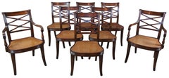 8 Theodore Alexander Flamed Mahogany X Back Caned Regency Dining Chairs 4100-902