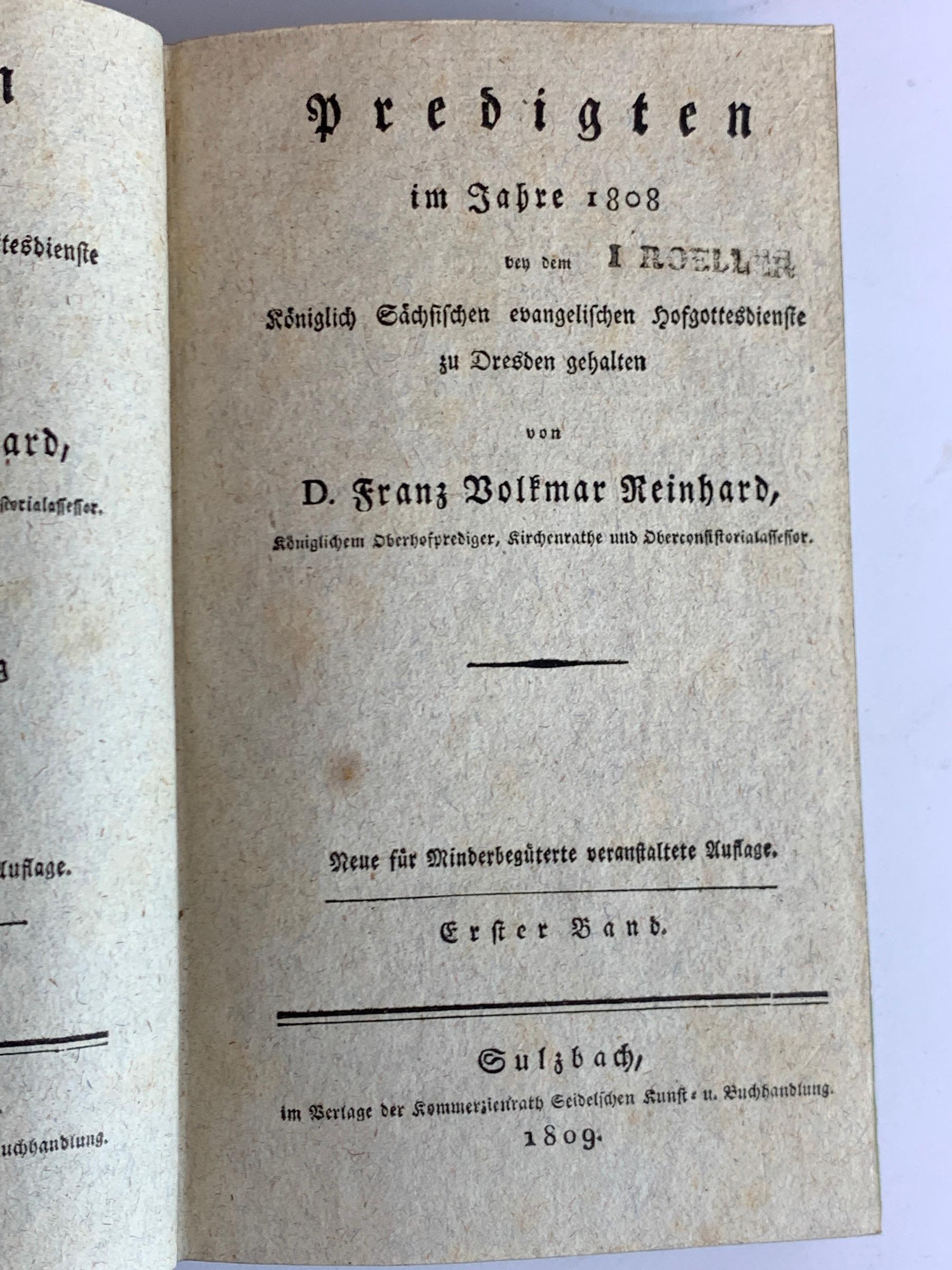 Cuir 8 reliure théologique en cuir  Livres de Franz Volkmar Reinhard, publiés en 1808 en vente