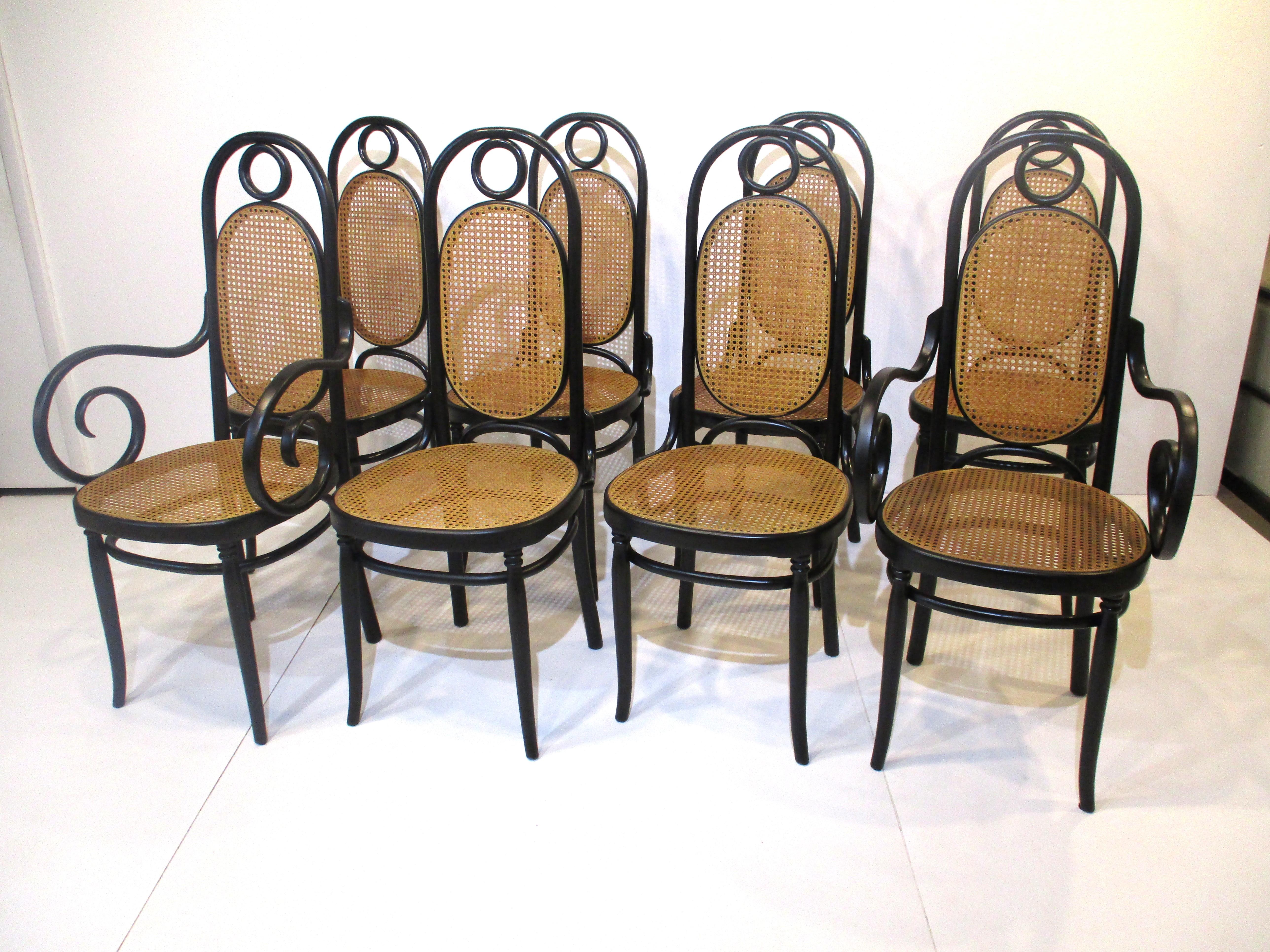 8 Thonet Bentwood / Cane Dining Chairs For Sale 10